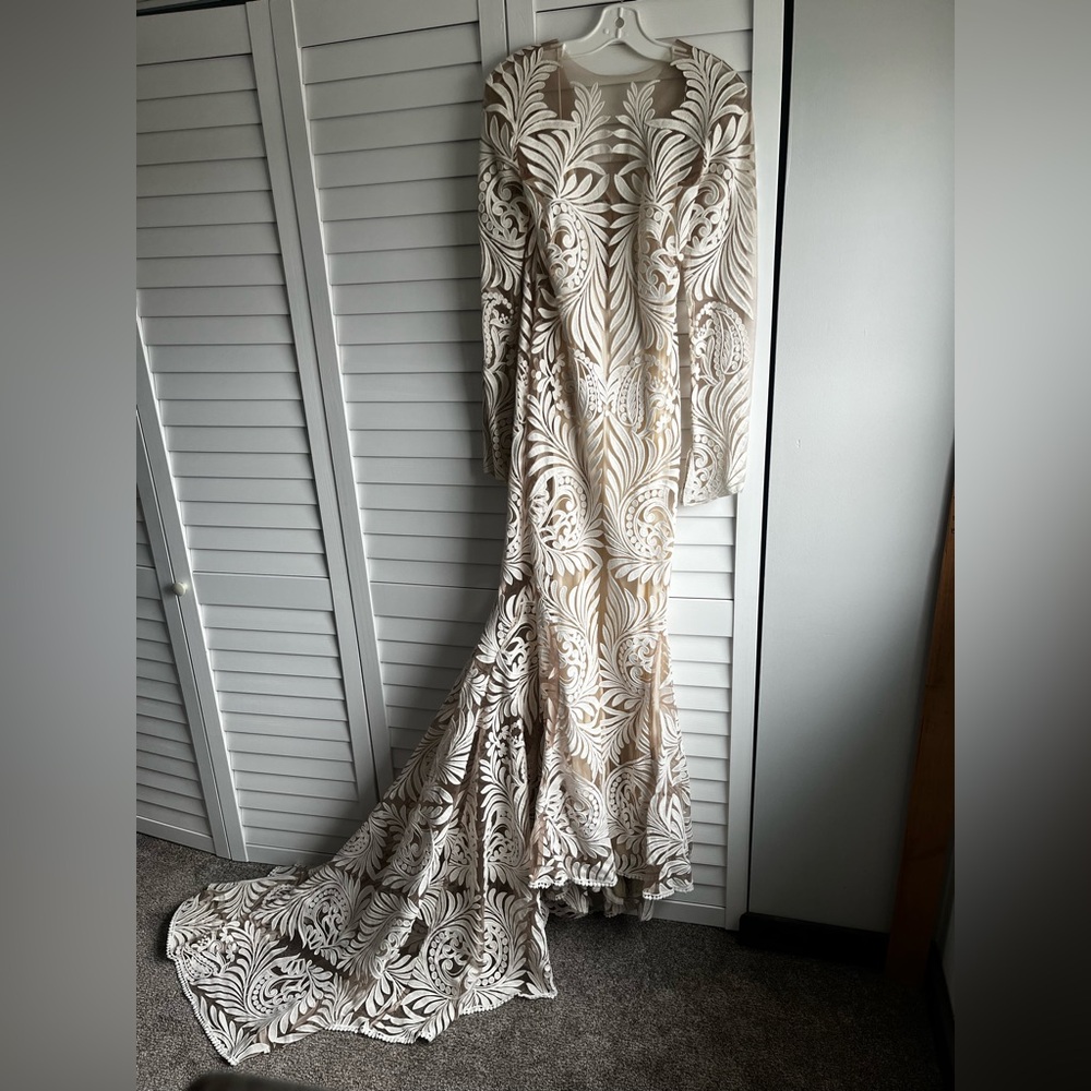 Rue De Seine Cream and White Embroidered Dress